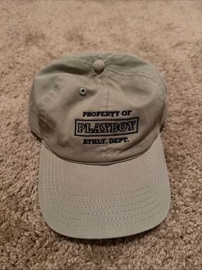 PLAYBOY Light Olive Embroidered Athletic Dept Cap 🧡